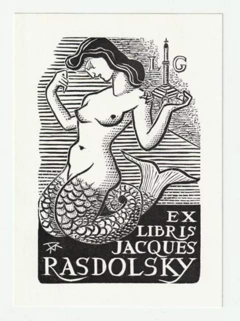 DANIEL MEYER: Exlibris für Jacques Rasdolsky, Nixe
