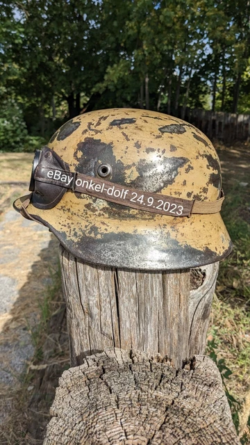 Original Stahlhelm M40 Wehrmacht Luftwaffe Camo Afrika Korps Sandgelbe Tarnung 2