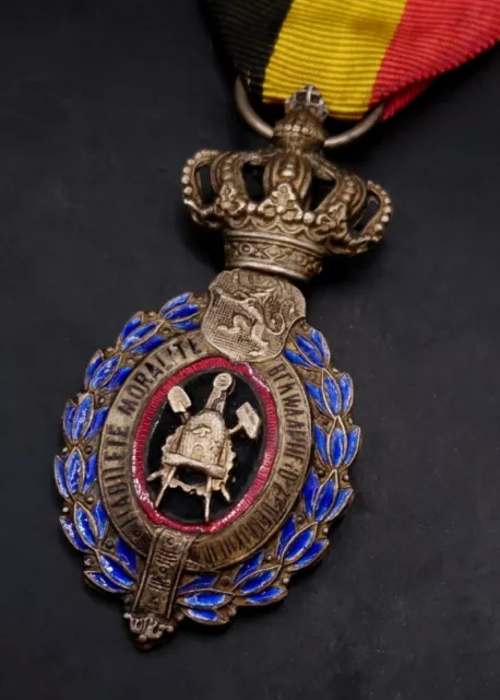 Vintage Enamelled Belgium Medal for Industrial Merit and Long Service.