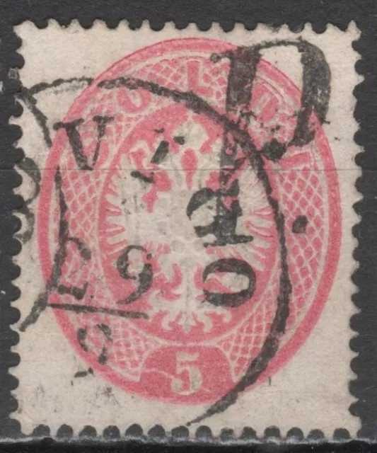 Lombardo-Veneto - 5 Soldi 1863 dent. 14 Cancel Rovigo PD Circular (C1)