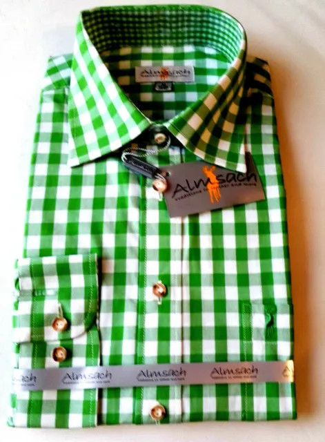 Camicie a quadretti uomo camicie folcloristiche elemosina camicie per il tempo libero a scacchi verde bianco