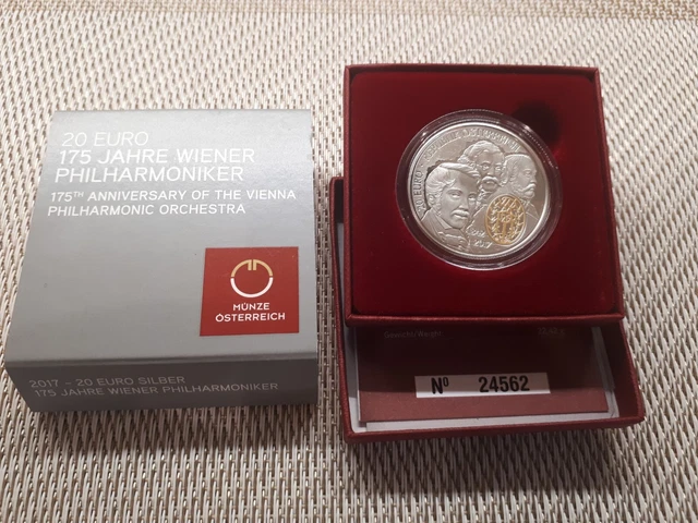 20 EURO SILBER 175 Jahre Wiener Philharmoniker 2017 Österreich PP W/23/