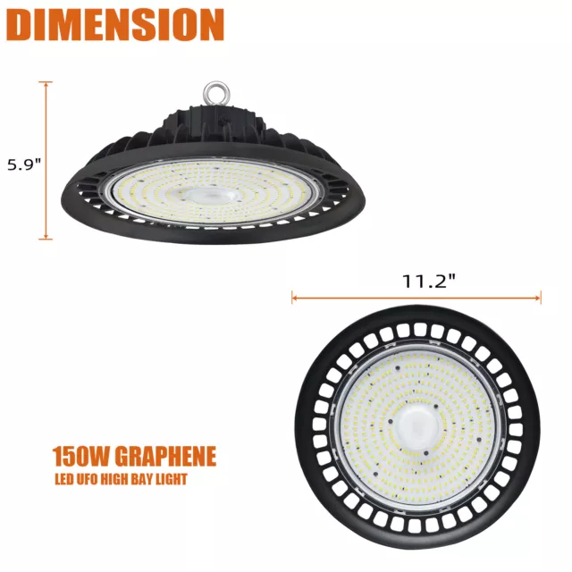 3 Pack 150Watt UFO LED High Bay Light lamp Factory Warehouse Industrial Lighting 2