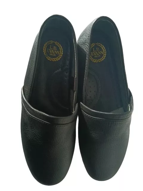 LB EVANS 1804 Men's Leather Opera Slippers-  Black- Size 8