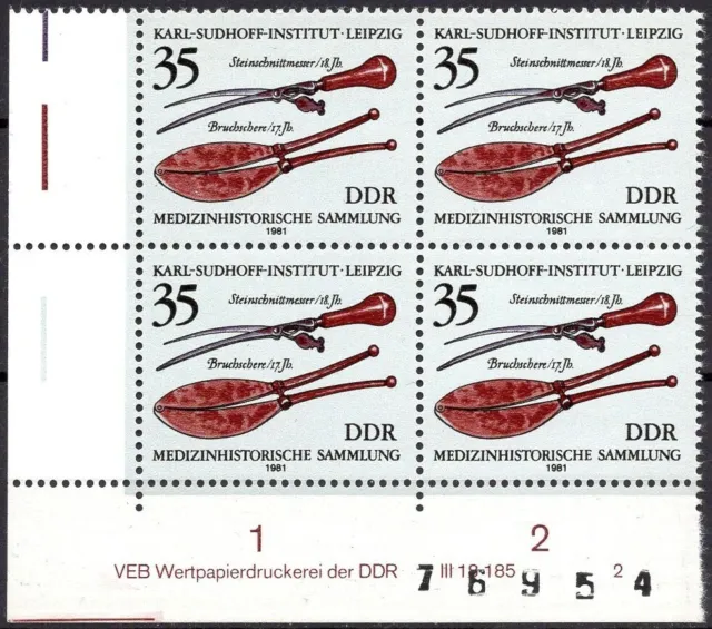 DDR 1981 Mi.Nr. 2643 ** postfrisch Eckrand mit DV Druckvermerk FN 2