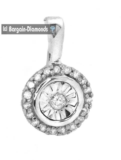 Ladies Petite .07Ct Natural Diamonds 925 Silver Circle of Life Pendant 12.5x7 mm