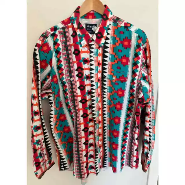 VINTAGE WRANGLER LONG sleeve Aztec Navajo Western men’s shirt xlong ...