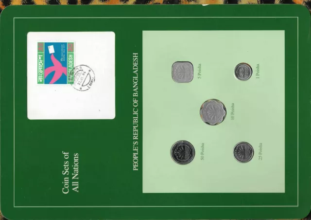 Coin Sets of All Nations Bangladesh w/card 1974-1984 UNC 50 Poisha 1980 31.01.94