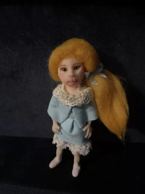 OOAK Dolls House Doll 1/12th Scale Realistic Miniature handmade Dollhouse Girl