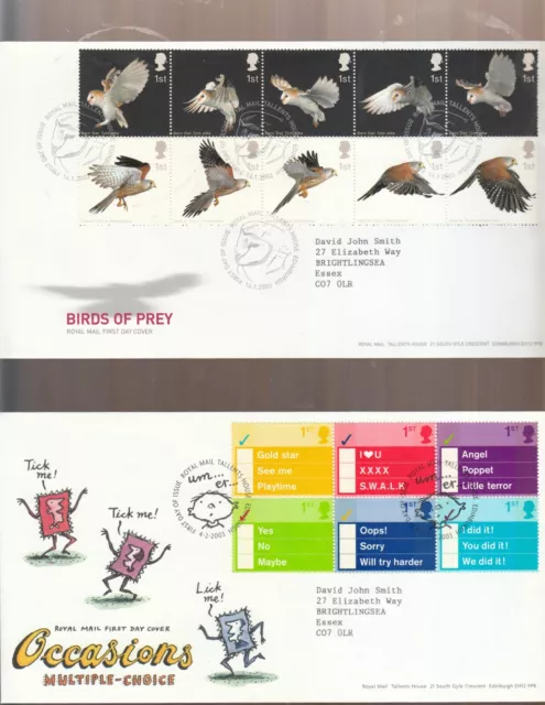 Gb 2003 Royal Mail First Day Covers Inc Mini Sheets  Fdc.  Sold Singly