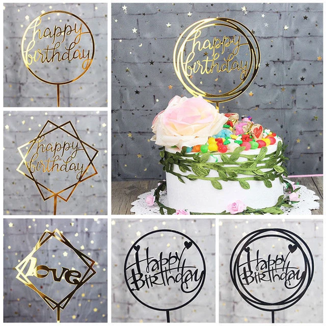 DIY HAPPY BIRTHDAY Cake Topper Card Acrylic Home Cake Party Decoration ...