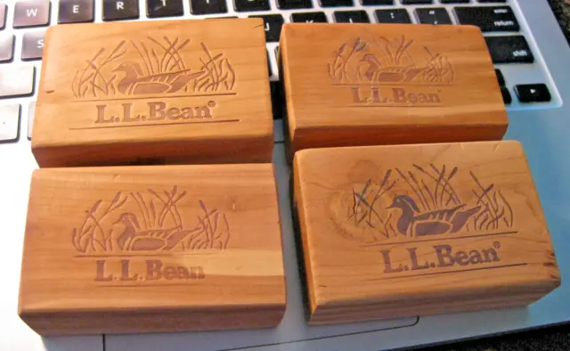 4 LL Bean Cedar Wood Blocks Ducks 1x3x2 VG FREE Shipping Collectible RARE