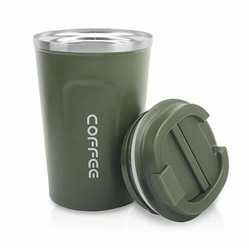 12 oz Stainless Steel Tumbler - Vacuum Insulated Coffee Travel Mug Spill Green
