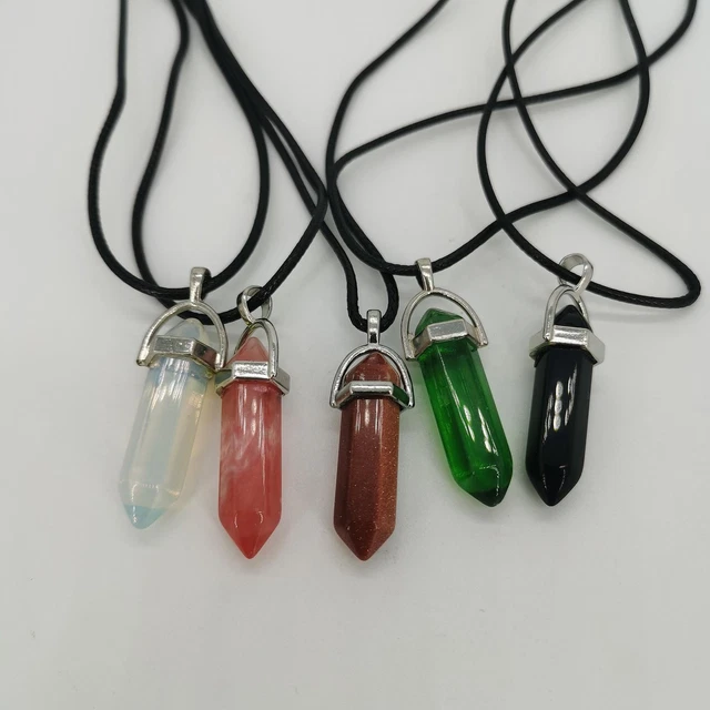 Hexagonal Natural Quartz Crystal Chakra Healing Point Pendant Necklace Jewelry