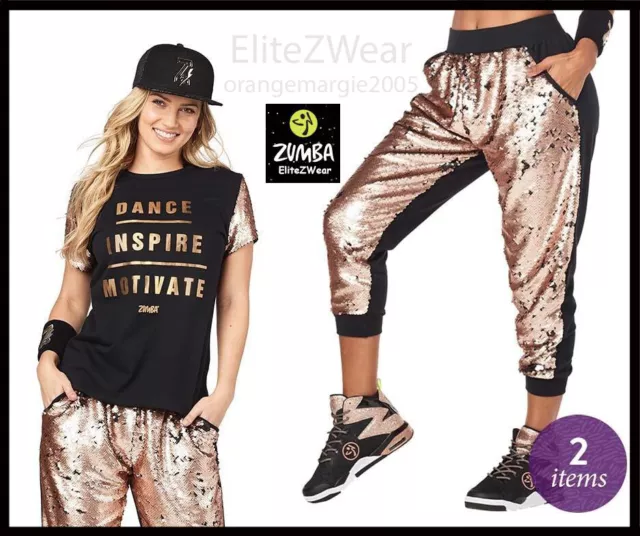 ZUMBA HIP HOP Dance Sweat Pants + Top Shirt Rose Gold-fr Harrods  U.K.Convention £130.87 - PicClick UK