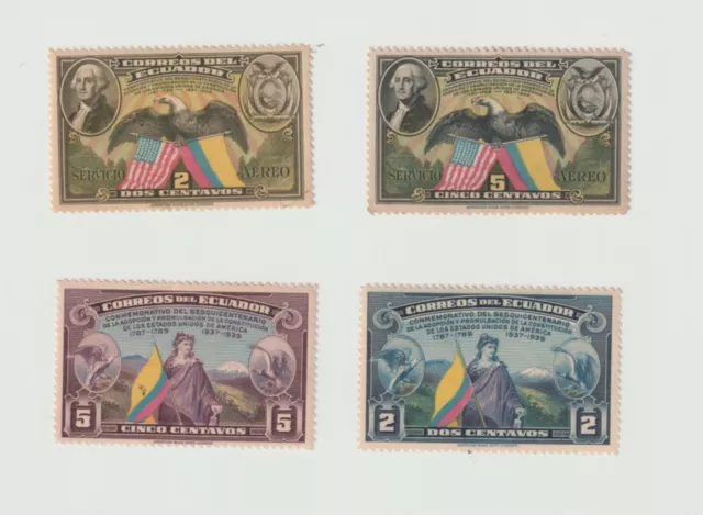 Timbres Equateur neufs avec traces de charnières