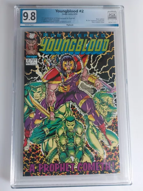 Youngblood #2 PGX 9.8 white pages 1st Prophet/Shadowhawk plus Wizard #35/poster