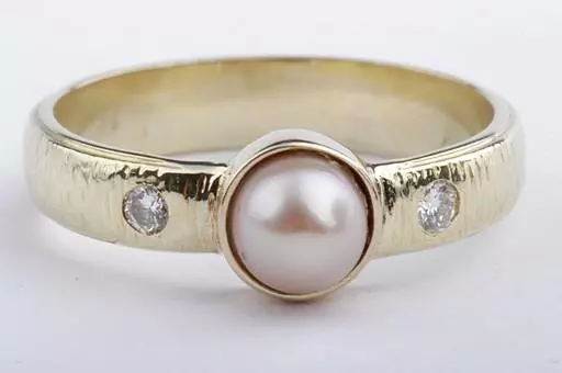 Perlen Brillant Diamant Ring 585 14K Gelbgold Gr. 54 Top Zustand! #