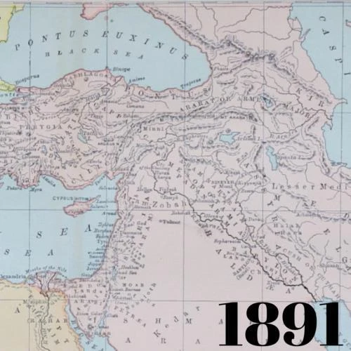 1891 Bible Countries Biblical Middle East Israel Map Antique Color