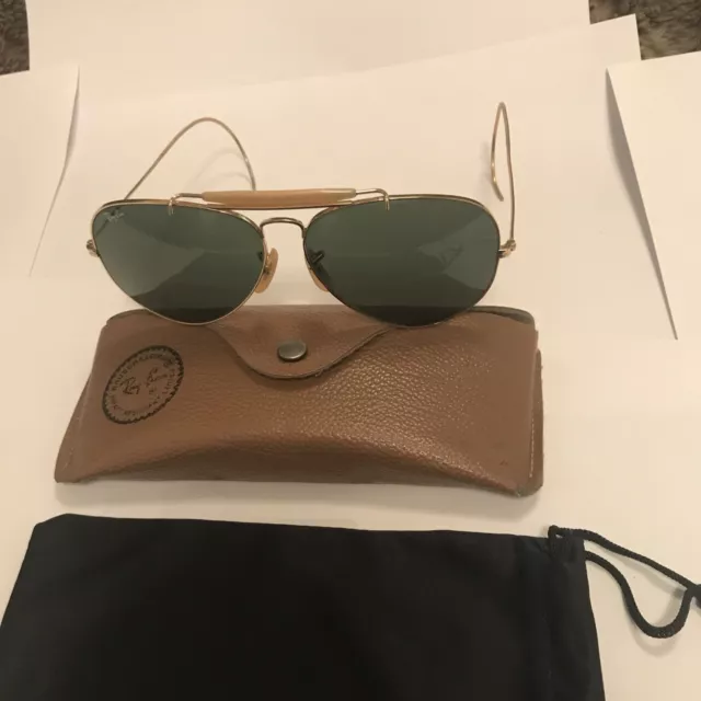 Occhiali Da Sole Ray-Ban B&L U.s.a 62-14 Aviator Bar & Boil Brams Anni '80 & Custodia B&L