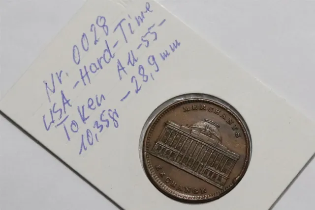 🧭 🇺🇸 USA 1837 New York City Hard Times Token Merchants Joint Stock Exchange B