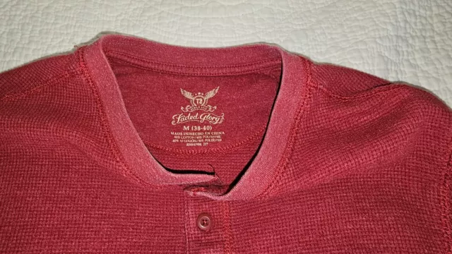 FADED GLORY MEN'S Medium Long Sleeve Red Henley $14.95 - PicClick