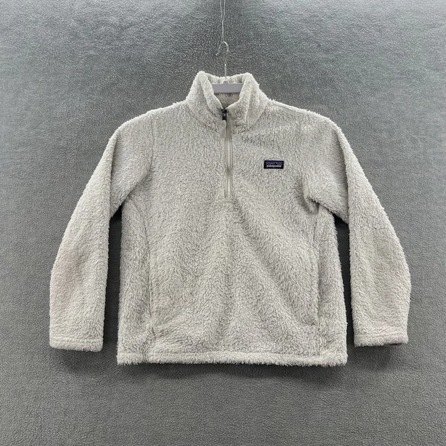 patagonia boys size m (10) white fuzzy sherpa lined full zip jacket