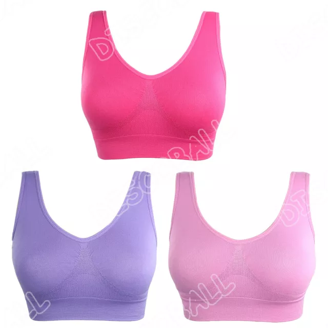 Womens Ladies Sports Sleep Comfort Bras Full Cup Non-Wired Seamless Bras
