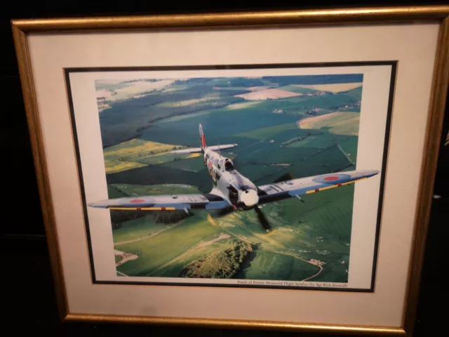 Battle Of Britain Memorial Flight Spitfire Print By Sgt Rick Brewell 15" X 12.5"