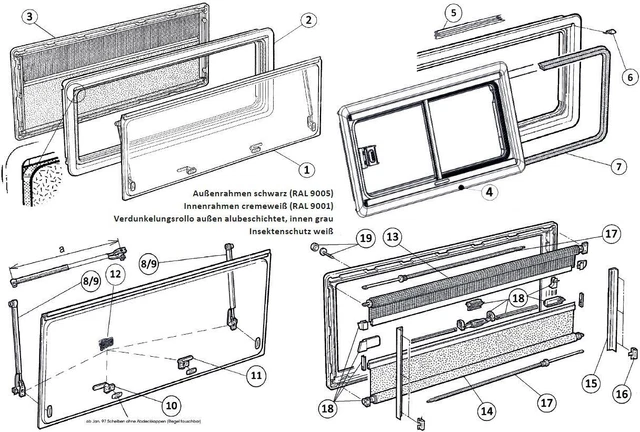 Dometic Verdunklungsrollo für S4 Ausstellfenster, 1200x600mm, grau