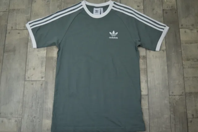 Men's Adidas Originals Green 3 Stripe Crew Neck T Shirt Small