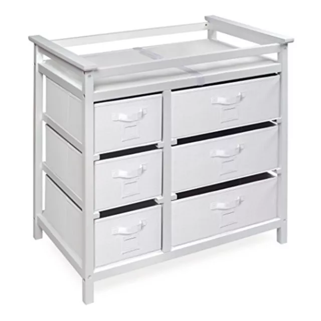 Badger Basket Modern Baby Changing Table with Six Baskets - White