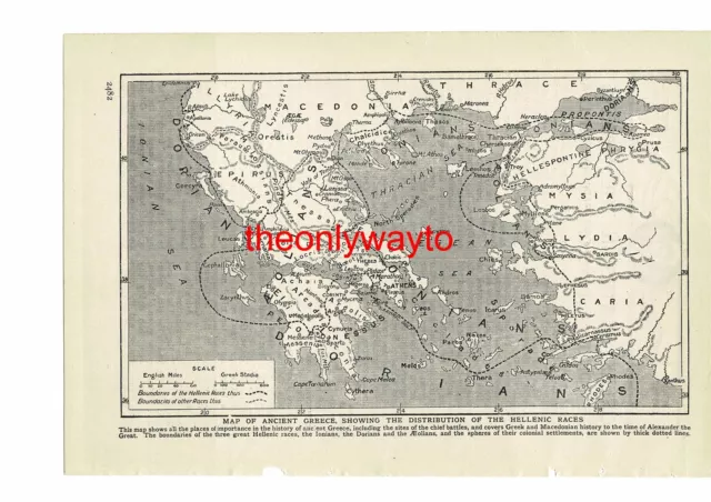 Ancient Greece, Distribution Of Hellenic Races, Book Illustration (Print), c1907