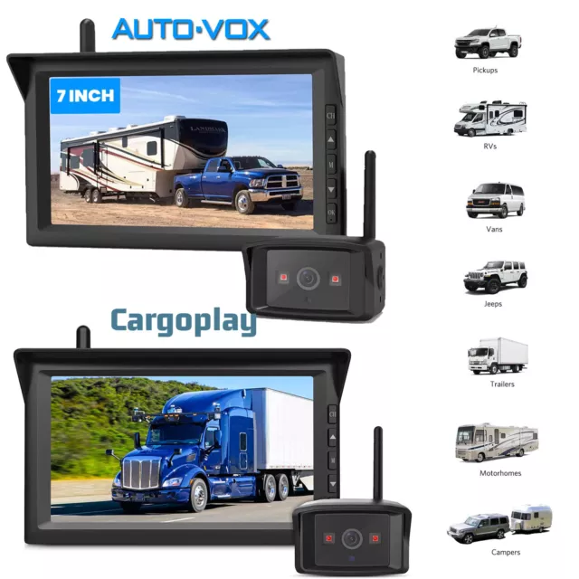 AUTO-VOX/Cargoplay RV Wireless Backup Camera 7" HD Monitor Car Rear View Systems