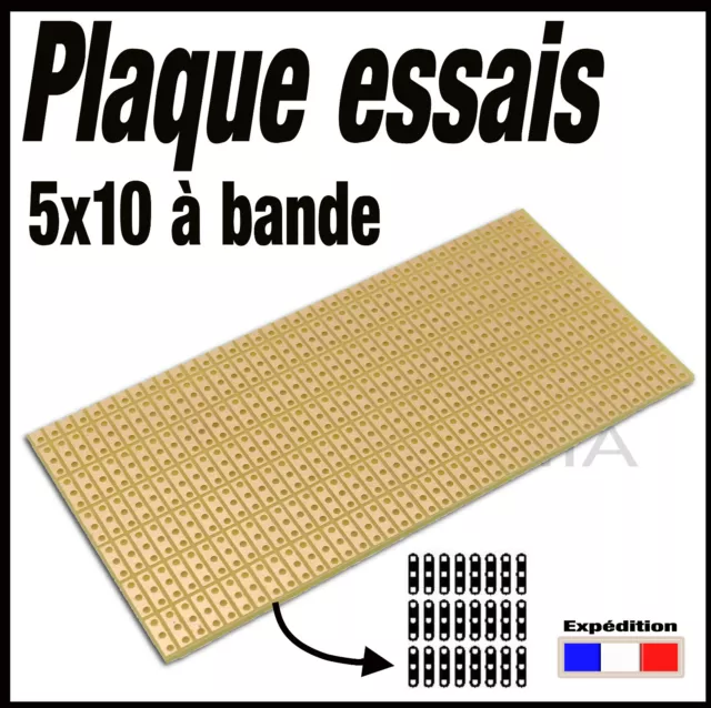 922D# plaque d'essais à bande (segmentée)  format 5x10cm   -- breadboard PCB