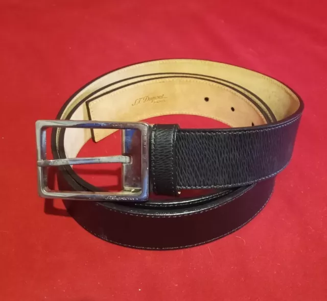 ST Dupont Black Leather Made in Italy Belt XL