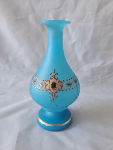 Vase En Opaline Bleu À Décors Doré Napoléon III