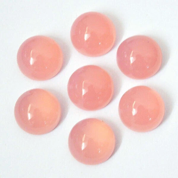 3 Mm Bis 7 Mm Natürlicher Rosa Chalcedon, Runde Form, Flache Rückseite,...