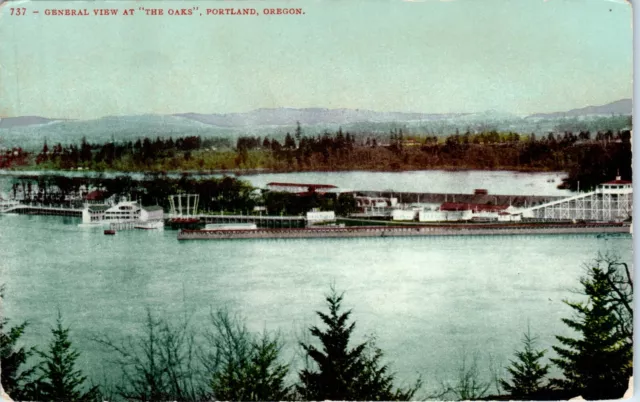 PORTLAND OREGON 1910s GENERAL VIEW AT THE OAKS AMUSEMENT PARK ROLLER COASTER  D8