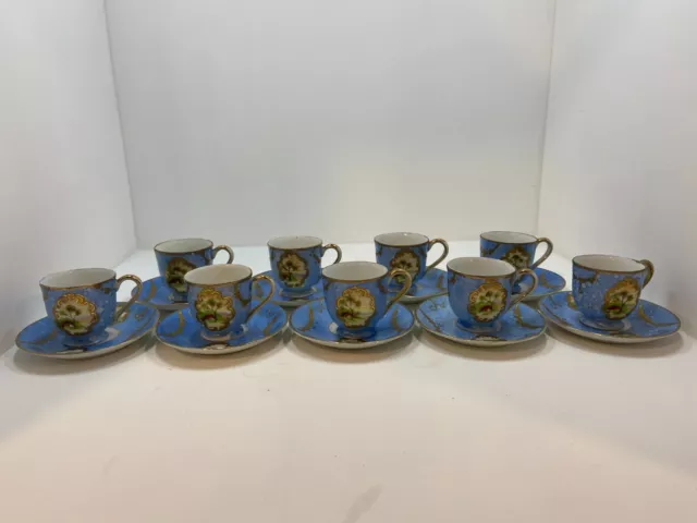 Malko Occupied Japan Hand-painted China Cup And Saucer Demitasse Set of Nine 2