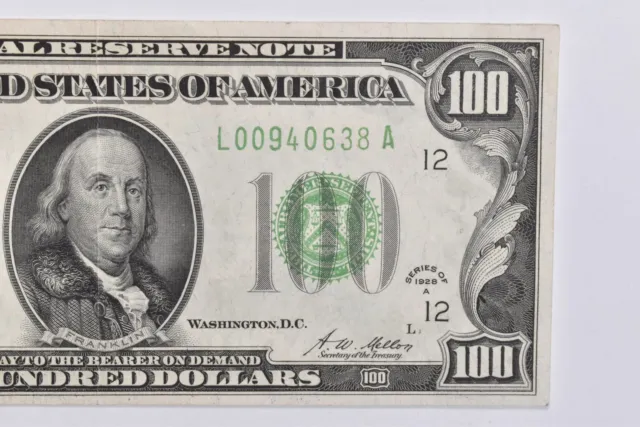 CRISP - 1928-A $100 Federal Reserve Note FRN Crisp Vintage *074