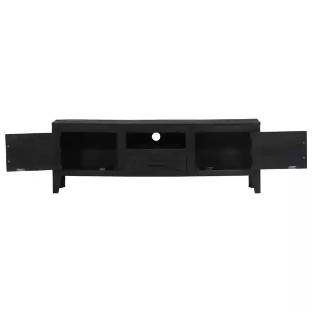 Mueble para TV de madera maciza mango negro 118x30x40 cm vidaXL 3