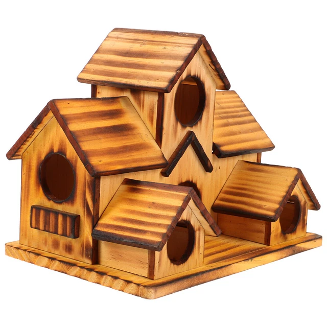 Set of 2 Bird Villa Wooden Parakeet Cage Hiding Place Sleeping Hut