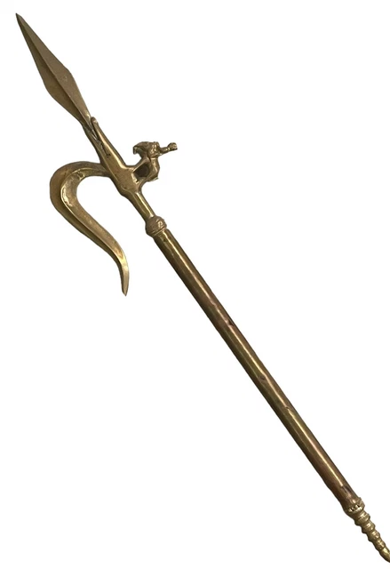 Antique reproduction brass Ankush/spear head with elephant carved 20”