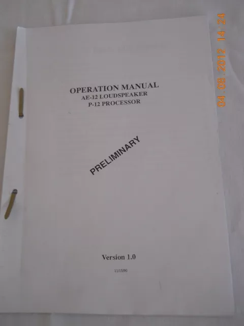 Apogee AE-12 Enceinte P-12 Processeur Manuel d'utilisation Préliminaire V1
