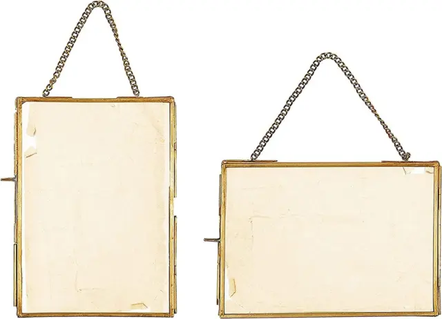 5X7 Picture Frames - Set of 2 Photo Picture Display Frame, Small Brass & Gold Ph