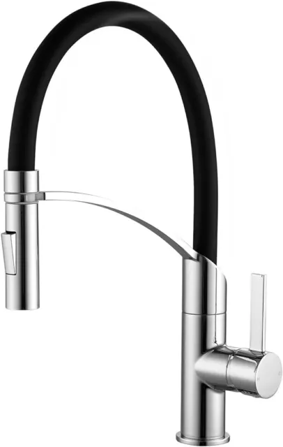 Flexible Kitchen Taps with Pull Out Spray Black Chrome Kitchen Sink Mixer Tap