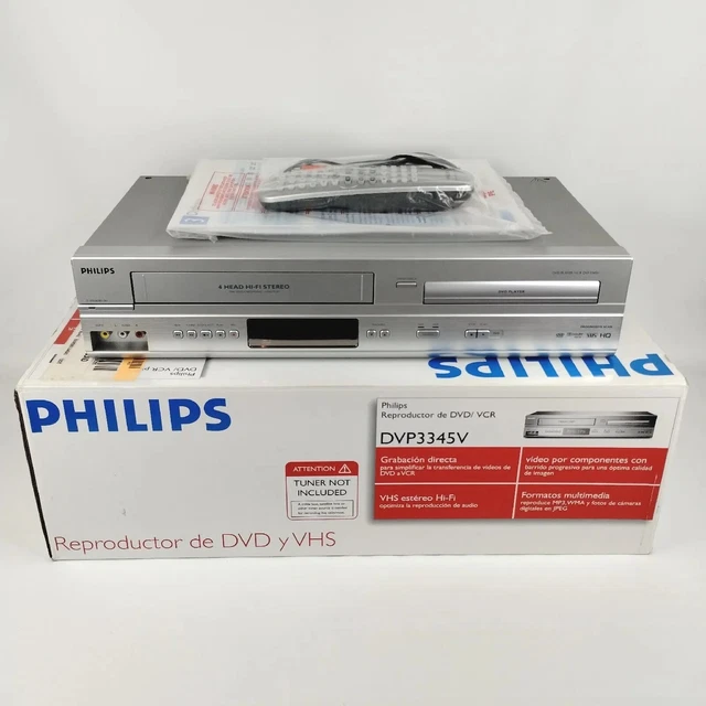 PHILIPS DVP3345V DVD VCR Player Combo New Open Box HiFi Silver DVP3345V