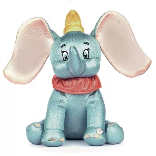 Dumbo Glitter Cromato Medio 30cm Peluche Con Suono Disney 100 anni Elefante