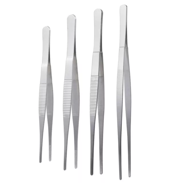 4 Pcs Stainless Steel Forceps Tweezers Lash Extensions Toothed Round Thicken